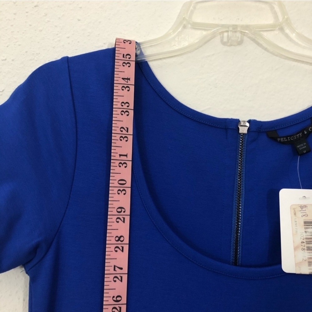 NWT  Royal Blue Fit & Flare Pleated Short Sleeve Ponte Dress Size M - Picture 13 of 13